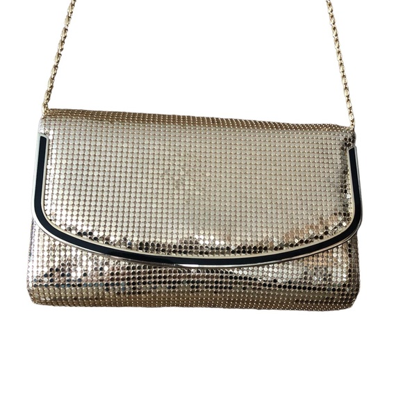 Finesse Vintage Gold Metallic Mesh Clutch Purse Hard Shell Made In Hong … - Picture 1 of 9